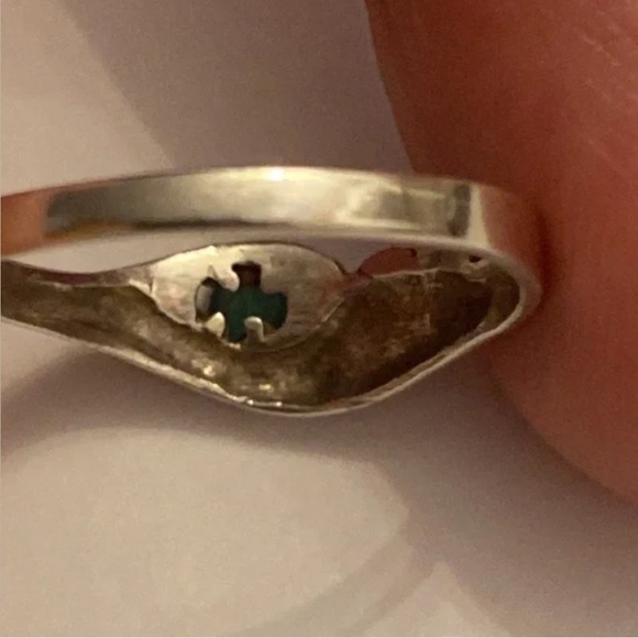 Vintage Estate Emerald Mexican Sterling Ring - Picture 6 of 9